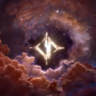 B:DAWN’s luminous emblem surrounded by clouds and stars.